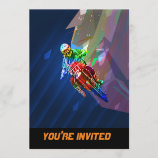 Super Crayon Coloured Dirt Bike Leaning Into Curve Invitation