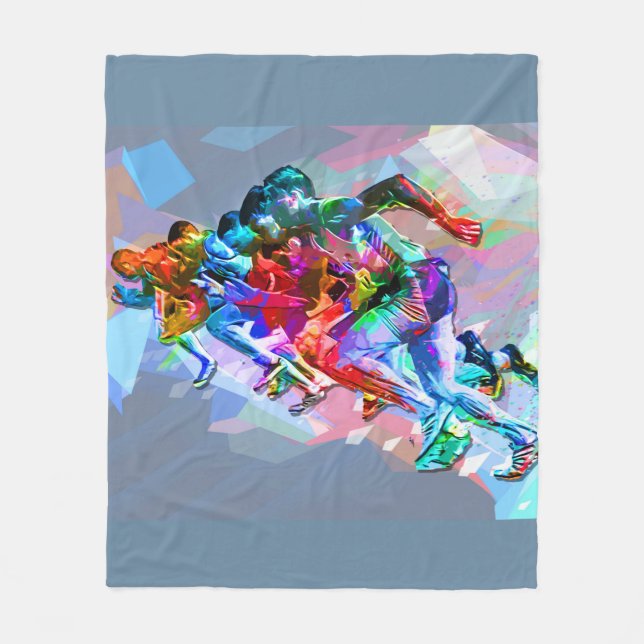 Super Crayon Coloured Sprinters Fleece Blanket (Front)
