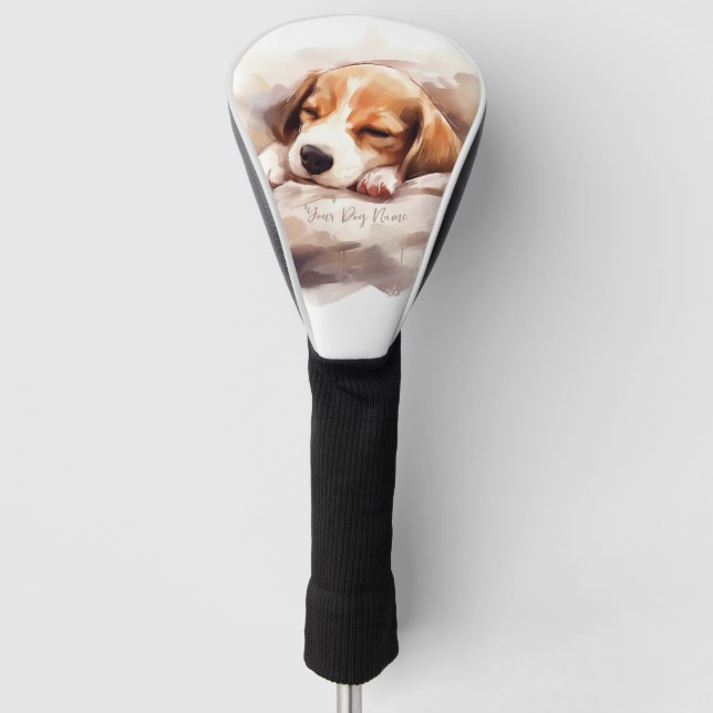 Super cute angel sleeping puppy Beagle dog 005 Golf Head Cover (Front)