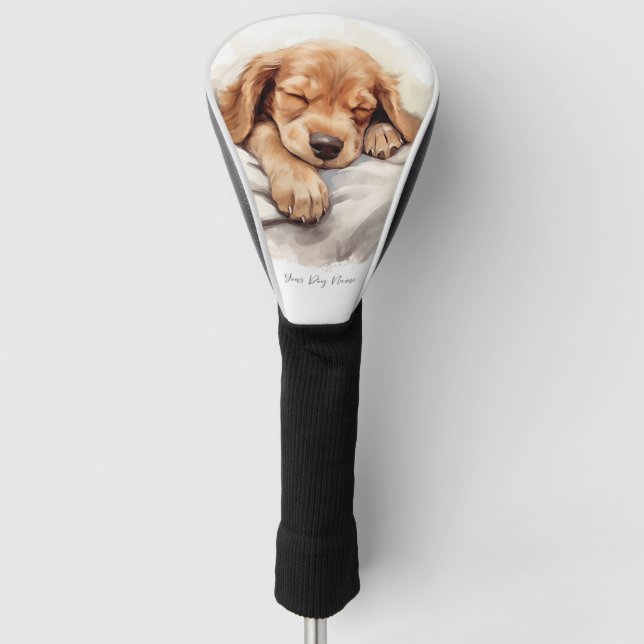 Super cute angel sleeping puppy Cocker Spaniel Dog Golf Head Cover (Front)