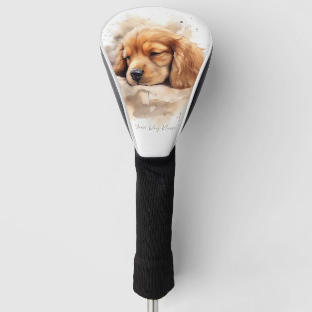 Super cute angel sleeping puppy Cocker Spaniel Dog Golf Head Cover (Front)