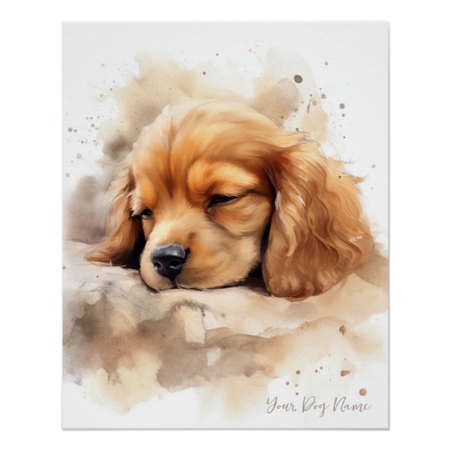 Super cute angel sleeping puppy Cocker Spaniel Dog Poster (Front)