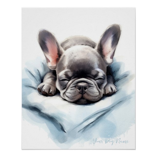 Super cute angel sleeping puppy French Bulldog 002 Poster (Front)