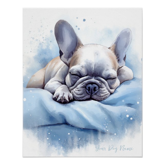 Super cute angel sleeping puppy French Bulldog 003 Poster (Front)