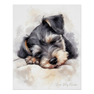 Super cute angel sleeping puppy Schnauzer Dog 004  Poster