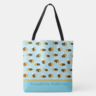 Super Cute Bee Pattern Personalise Tote Bag