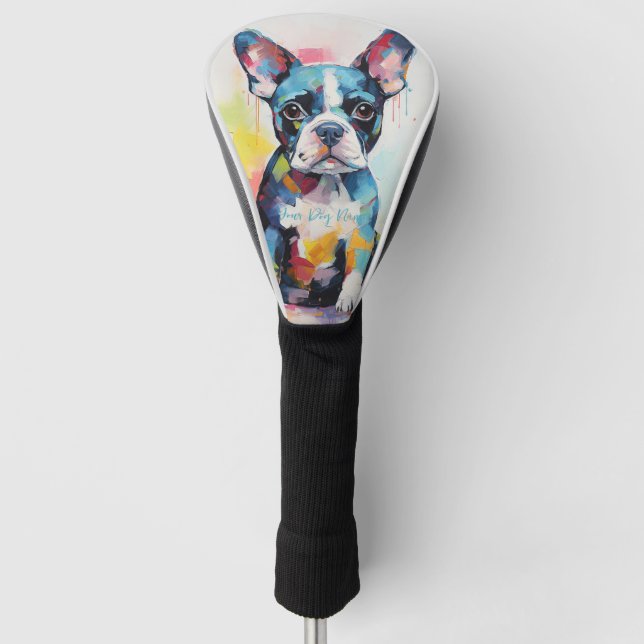 Super Cute Boston Terrier Dog Puppy 002 - Xeno Luc Golf Head Cover (Front)