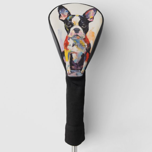 Super Cute Boston Terrier Dog Puppy 005 - Xeno Luc Golf Head Cover (Front)