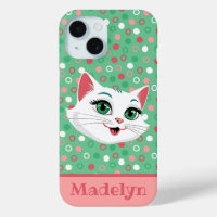 Super Cute Cartoon Cat Pink & Mint Green