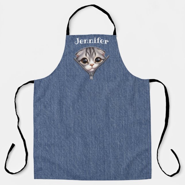 Super Cute Cat All-Over Print Apron (Front)