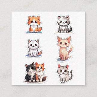 Super Cute Chibi Kitten Stickers Collection - Pack Square Business Card
