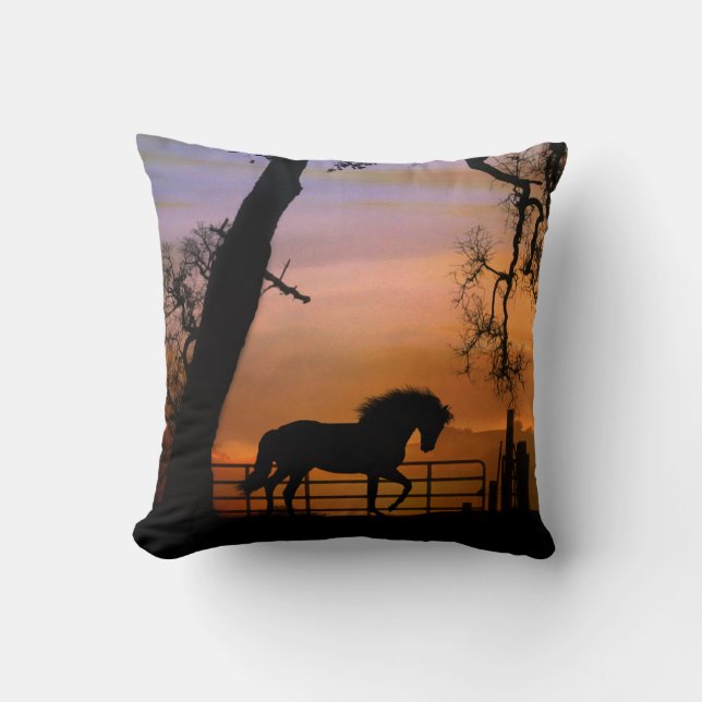 Super Cute Country Horse Throw Pillow (Front)