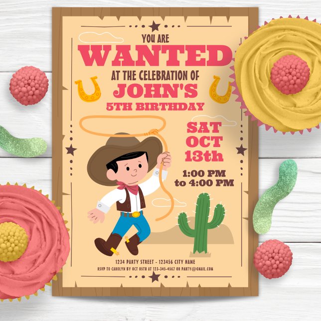 Super Cute Cowboy Birthday Party Invitation (Super Cute Cowboy Birthday Party Invitation)