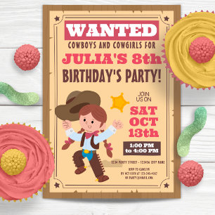 Super Cute Cowgirl Birthday Party Invitation