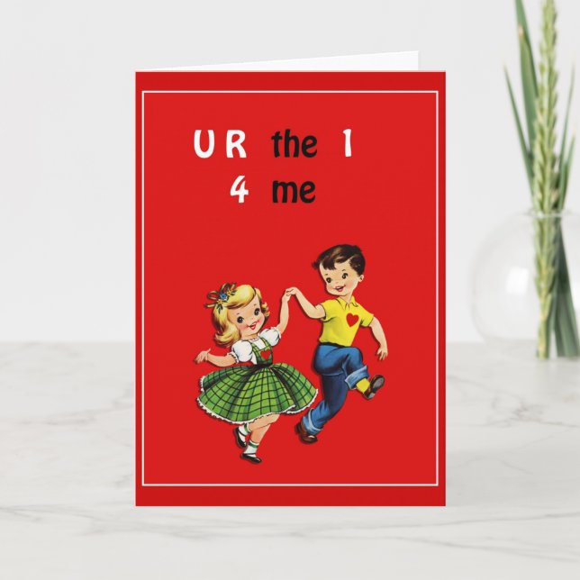 Super Cute Dancing Valentine's Children  Thank You Card (Front)