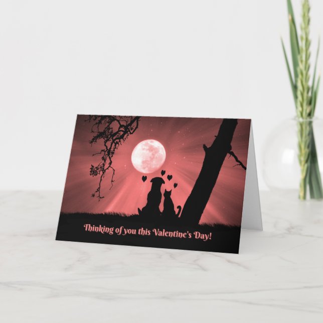 Super Cute Dog and Cat General Happy Valentine's Card (Front)