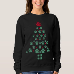Super Cute Dog Paws Foot Print Christmas Tree Dog Sweatshirt