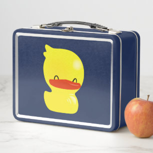 Super Cute Ducky Dark Blue Metal Lunch Box