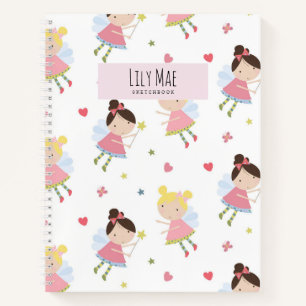 Super Cute Fairy pink Personalised Sketchbook  Notebook