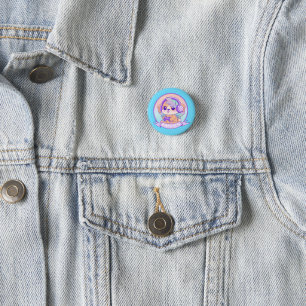 Super Cute Gamer Girl Kawaii Chibi Dog Baby Blue 3 Cm Round Badge