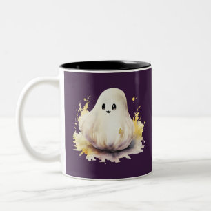 Super Cute Ghost Creepy Spooky Fun Halloween Two-Tone Coffee Mug