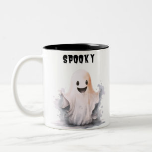 Super Cute Ghost Creepy Spooky Fun Halloween Two-Tone Coffee Mug