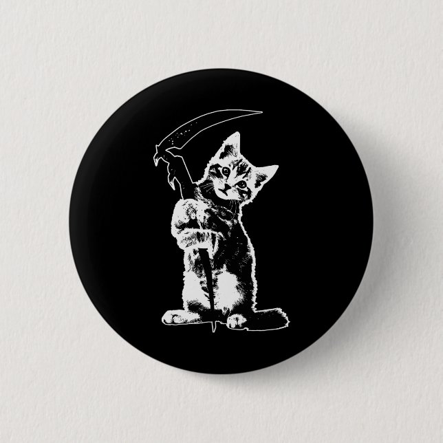 Super Cute Grim Reaper Cat Death Cat Funny Grim Re 6 Cm Round Badge (Front)