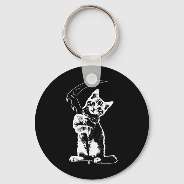 Super Cute Grim Reaper Cat Death Cat Funny Grim Re Key Ring (Front)