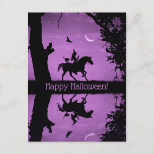 Super Cute Happy Halloween Witch and Unicorn Postc Postcard