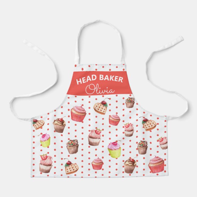 Super Cute Head Baker Colourful Cupcake Baking Apr Apron (Front)