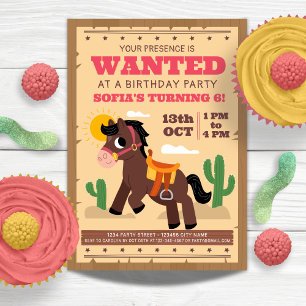 Super Cute Horse Birthday Party Invitation