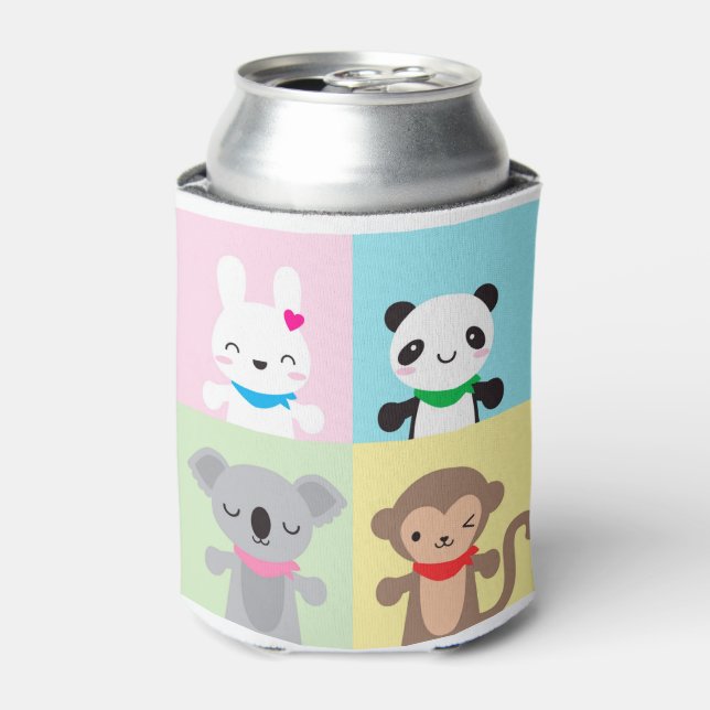 Super Cute Kawaii Animal Mascots Can Cooler (Can Front)