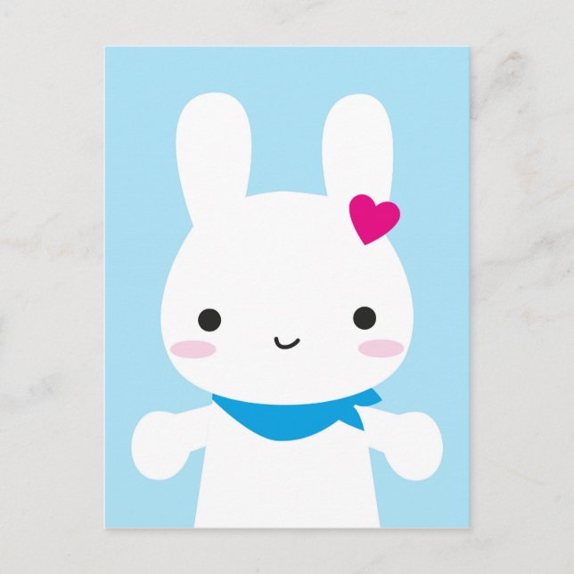 Super Cute Kawaii Bunny Postcard (Front)