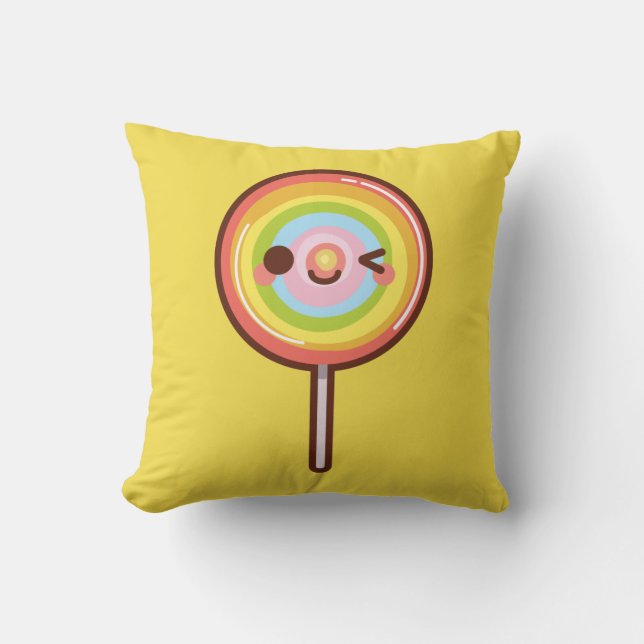 Super cute kawaii rainbow lollipop custom colour cushion (Front)