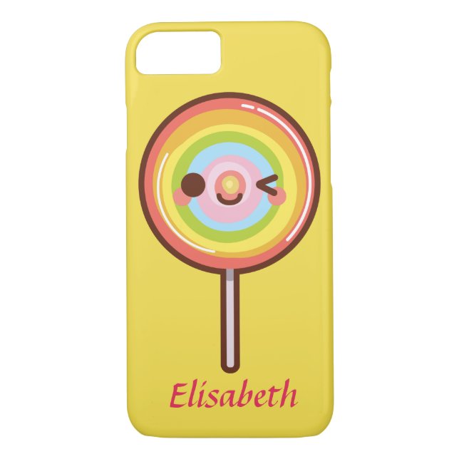 Super cute kawaii rainbow lollipop monogram Case-Mate iPhone case (Back)