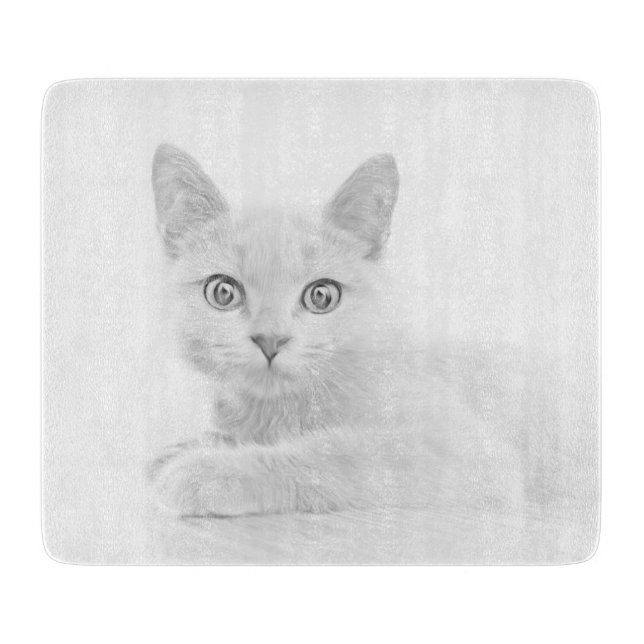 SUPER CUTE Kitten Cat Portrait Cutting Board (Front)