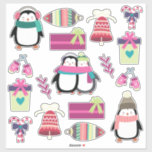 Super cute mixed Christmas set featuring Penguins<br><div class="desc">This super cute set of Christmas Penguin stickers features adorable Penguins, bells, baubles, foliage, gifts and candy canes and mittens! There are five different sizes to choose from, . You can choose between matte white or glossy transparent vinyl; please note that white ink is not printed on either substrate. Removable;...</div>