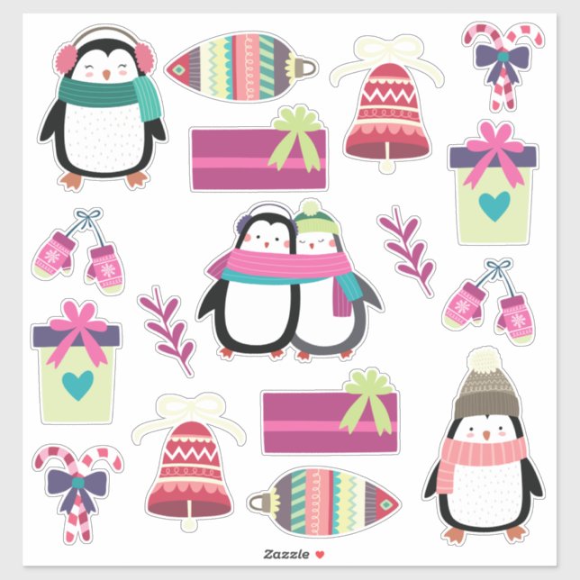 Super cute mixed Christmas set featuring Penguins (Sheet)