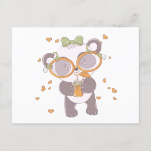 Super Cute Panda With Eyeball Drink Halloween Holiday Postcard