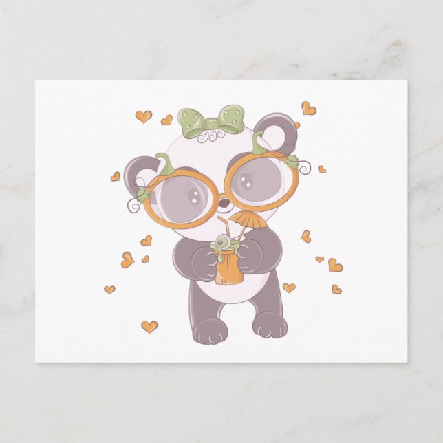 Super Cute Panda With Eyeball Drink Halloween Holiday Postcard (Front)