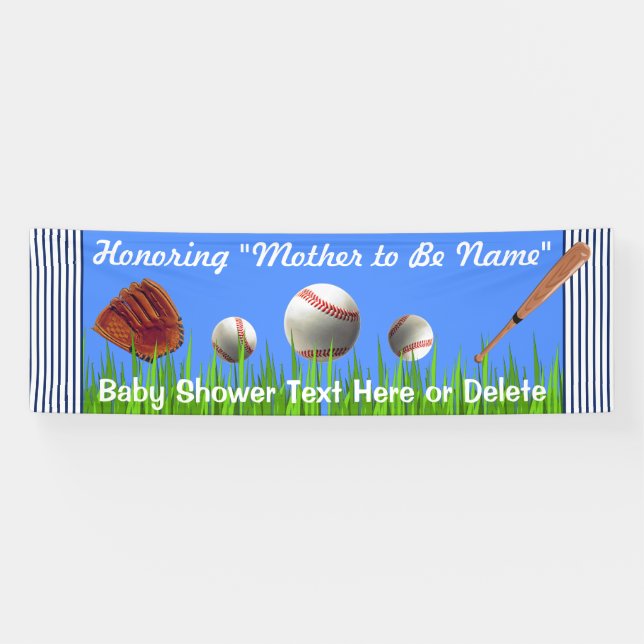 Super Cute Personalise Baseball Baby Shower Banner (Horizontal)