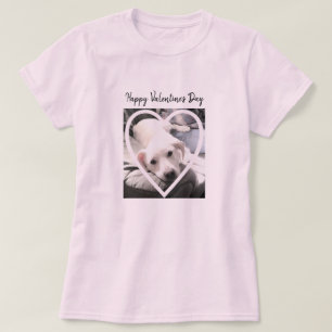 Super Cute Photo of a Puppy in a Heart Pale Pink T-Shirt