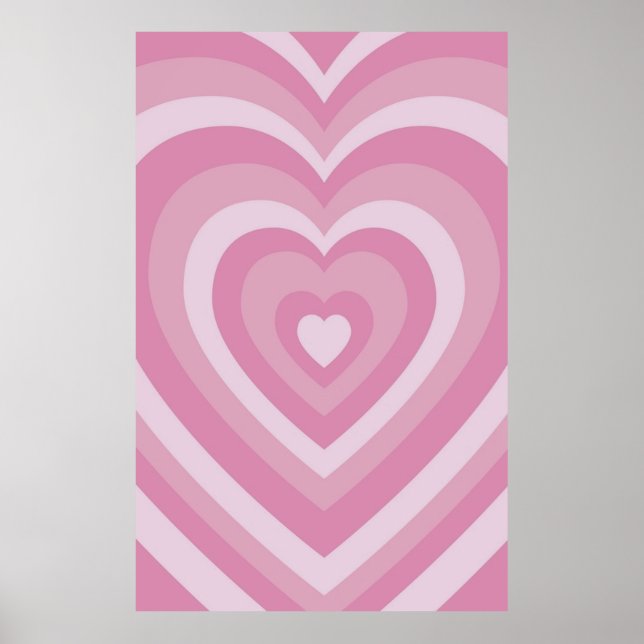 Super Cute Pink Powerpuff Girls  Love Heart Patter Poster (Front)