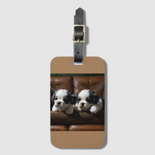 Super Cute Puppies on the Couch 1 Luggage Tag