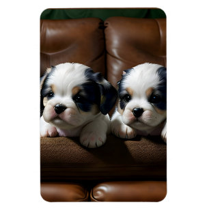 Super Cute Puppies on the Couch 1 Magnet