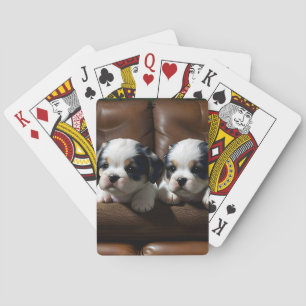 Super Cute Puppies on the Couch 1 Playing Cards