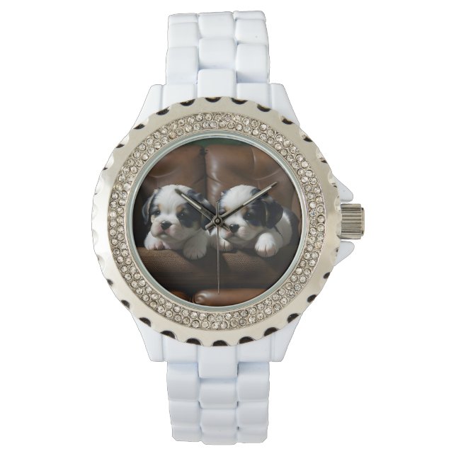 Super Cute Puppies on the Couch 1 Watch (Front)