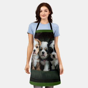 Super Cute Puppies on the Couch 2 Apron