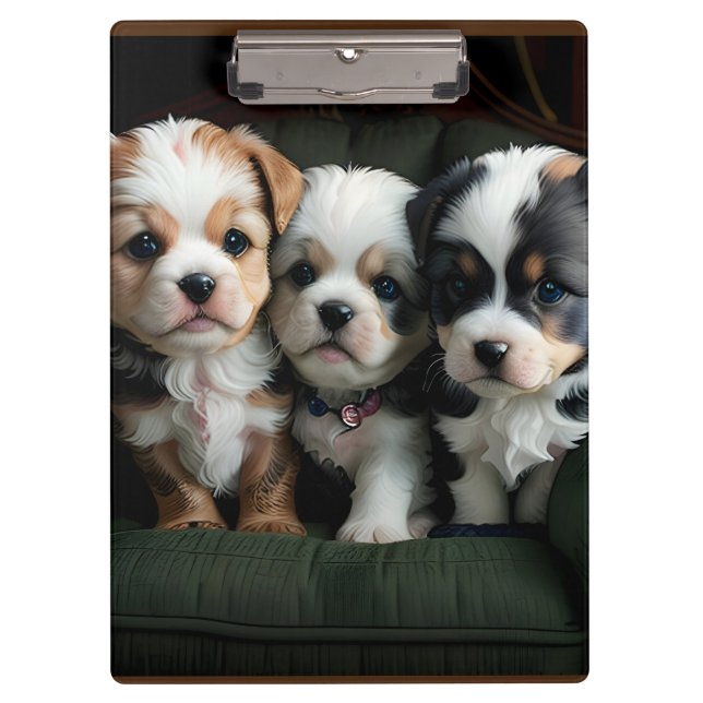 Super Cute Puppies on the Couch 2 Clipboard (Front)