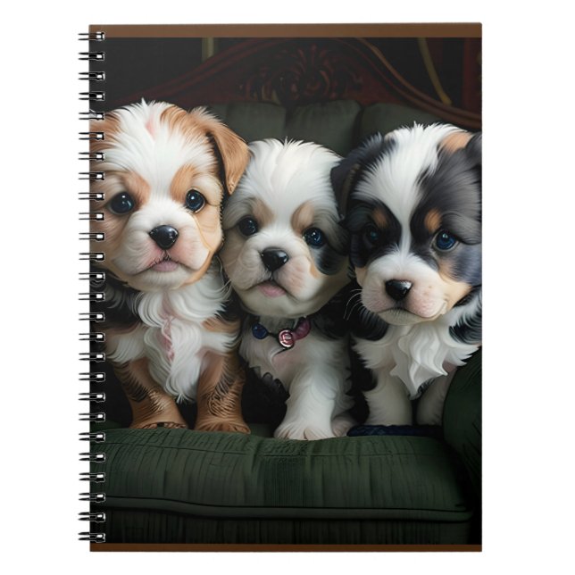 Super Cute Puppies on the Couch 2 Notebook (Front)